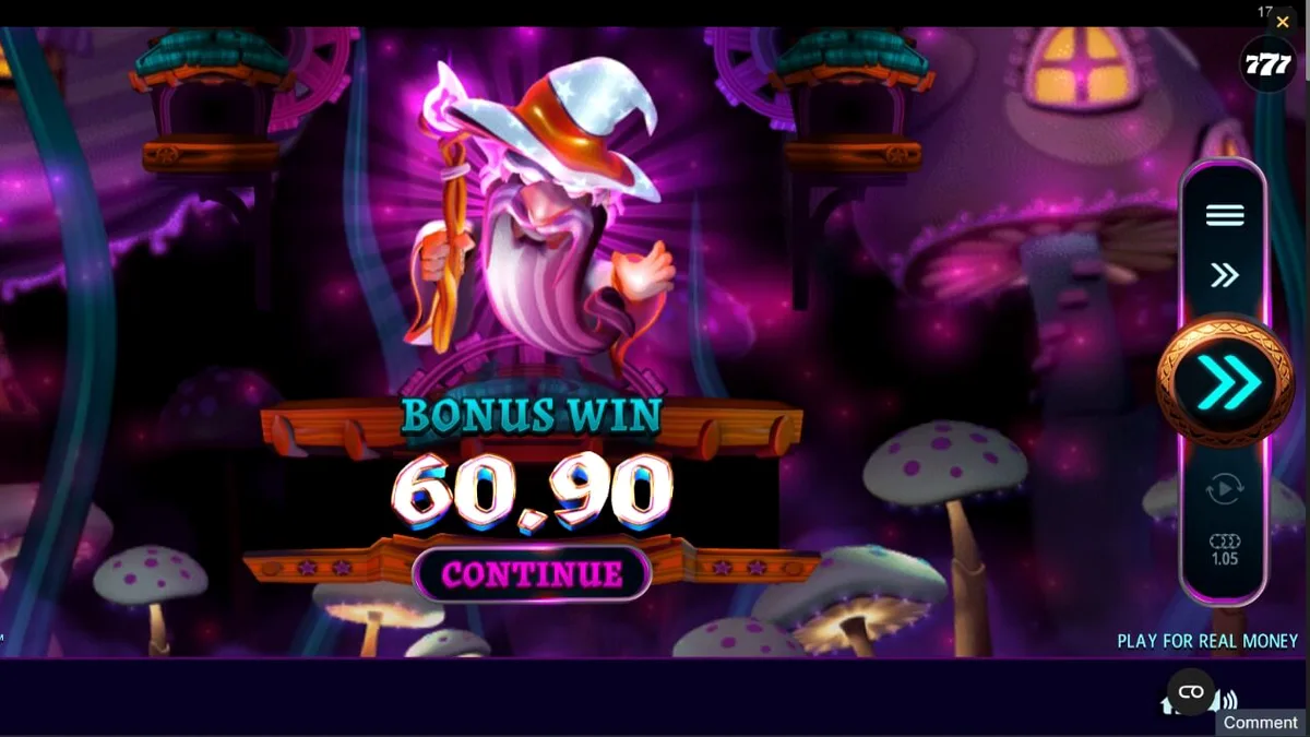 Tampilan visual slot Fire Gnomes 2 Magic Wheel dengan tema hutan jamur yang magis.