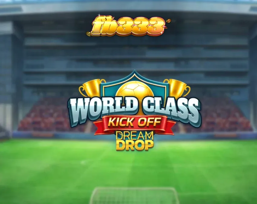 Tampilan layar permainan slot World Class Kick Off Dream Drop dengan tema stadion retro